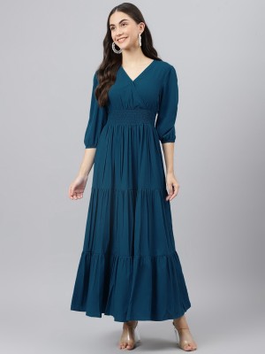 Raiyani Enterprise Women Fit and Flare Blue Dress