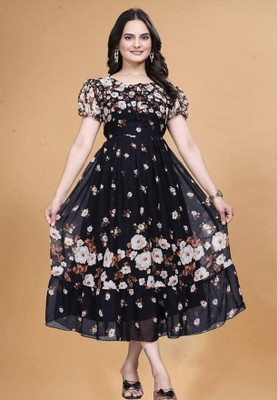 MISS CLOTHING Anarkali Gown(Black)