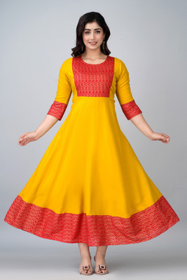 MIKULPRINTS Anarkali Gown(Yellow)