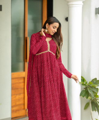 GlimmerGown Anarkali Gown(Red)