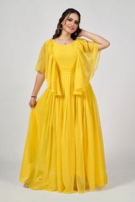 Rudra Fab Anarkali Gown(Yellow)
