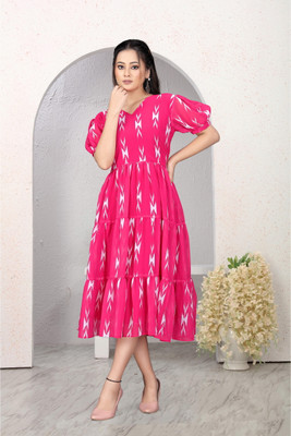 PALU CLOTHING Women Gown Pink Midi/Calf Length Dress