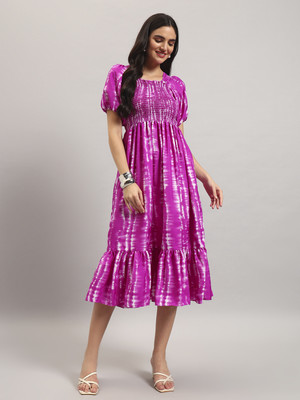 Raiyani Enterprise Women Fit and Flare Purple Ankle Length Dress