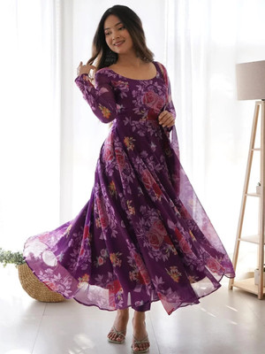 PANJURLI Flared/A-line Gown(Purple)