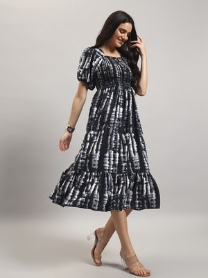 Raiyani Fashion Women Printed Anarkali Kurta(Black)