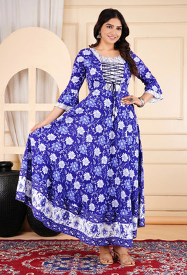 SATLOK CREATION Anarkali Gown(Blue)