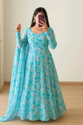 SHIVALAY FASHION Anarkali Gown(Light Blue)