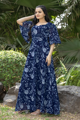 DRI ENTERPRISE Anarkali Gown(Blue)