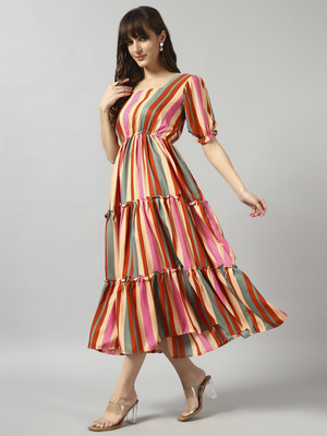 Femvy Women Printed Ethnic Dress Kurta(Multicolor)