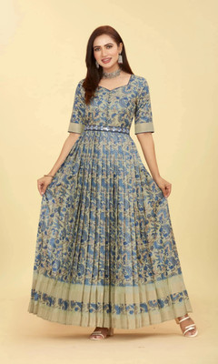 Odd by chansi Trendz Flared/A-line Gown(Light Blue)