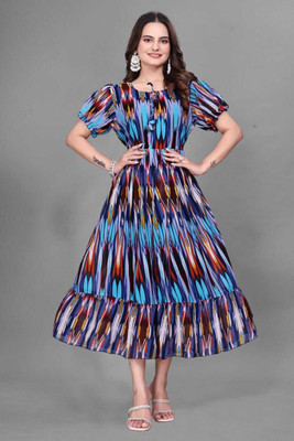 inch pinch Women Maxi Blue Full Length Dress