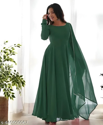 Heer Enterprise Anarkali Gown(Dark Green)