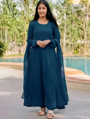 RaxuEnterprise Anarkali Gown(Blue)