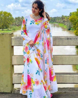 meldi enterprise Anarkali Gown(White)
