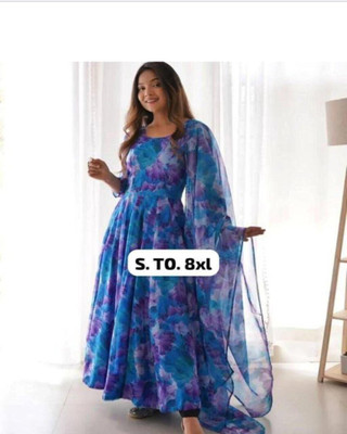 RK Creation Flared/A-line Gown(Blue)