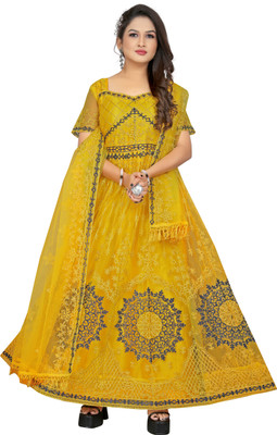 SHREE CHAMUNDA CREATION Flared/A-line Gown(Yellow)