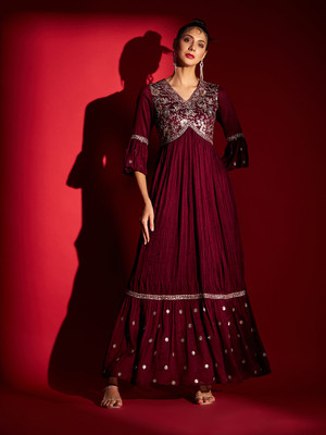Feliza Anarkali Gown(Maroon)