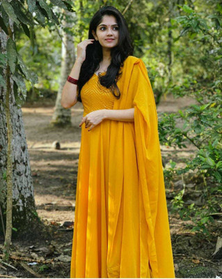 Jay Gopal Tex Flared/A-line Gown(Yellow)