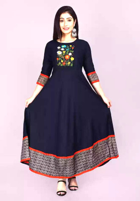 Dharni Kripa Flared/A-line Gown(Blue)