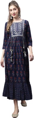 VihaanExim Anarkali Gown(Dark Blue)