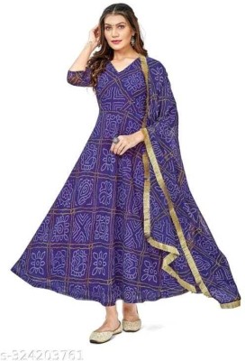 Rudra Fashion Mart Anarkali Gown(Blue)