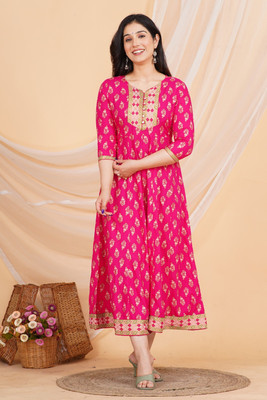 Waheguru Clothing Flared/A-line Gown(Pink)