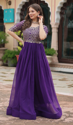 Wedani Lifestyle Flared/A-line Gown(Purple)