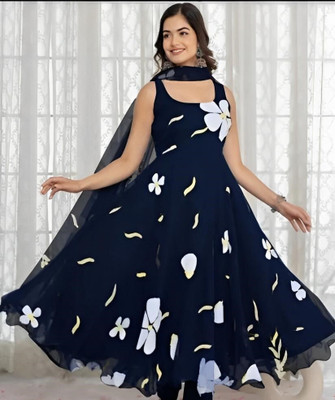 PARV ENTERPRISE Anarkali Gown(Black)