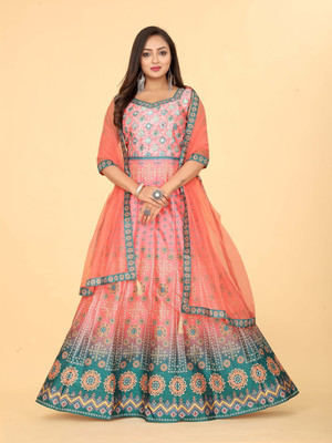 ETHNICTREE Flared/A-line Gown(Pink)