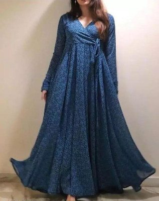 Fashion2wear Anarkali Gown(Blue)