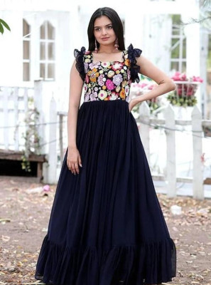 VIMURA FASHION Flared/A-line Gown(Blue)
