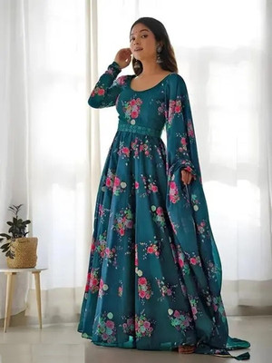 Lanip Creation Anarkali Gown(Light Blue)