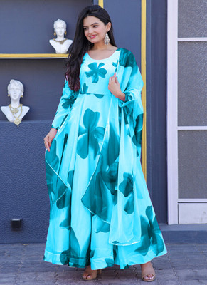Femvy Flared/A-line Gown(Blue)