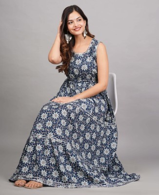 Waheguru Clothing Flared/A-line Gown(Blue)