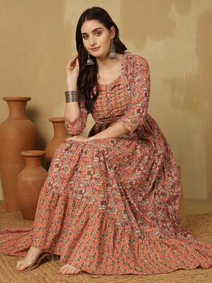 GLAM ROOTS Anarkali Gown(Multicolor)
