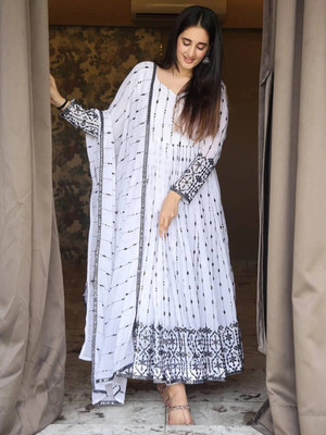 MISS CLOTHING Anarkali Gown(White)