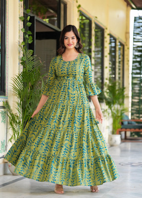 CHARVI CREATION Flared/A-line Gown(Green)