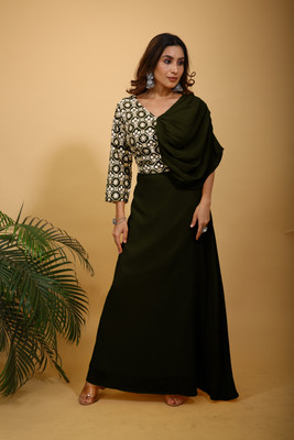 SANCIA Flared/A-line Gown(Dark Green)