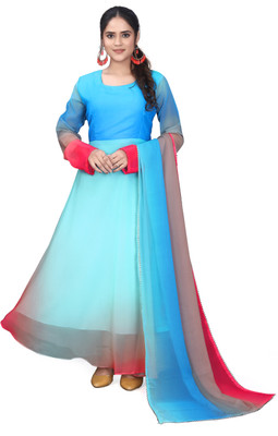 Bhagy Laxmi Enterprise Anarkali Gown(Blue)