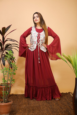 peakfashion Anarkali Gown(Maroon)