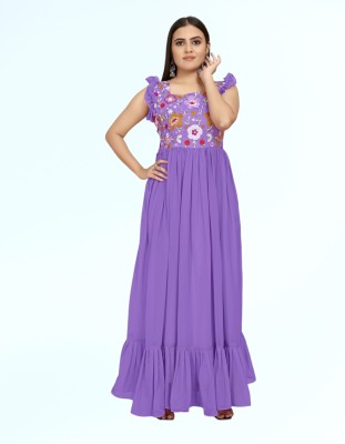 BlissWeave Anarkali Gown(Purple)