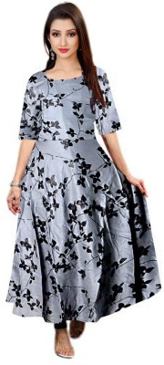 Kuber Fashion Anarkali Gown(Grey)