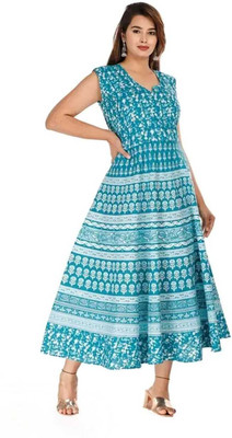 ARUNTAILOR Flared/A-line Gown(White, Blue)