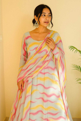 PARV ENTERPRISE Anarkali Gown(White)