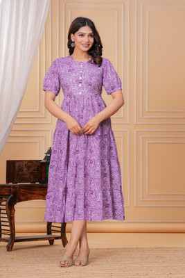 Shivsankar Flared/A-line Gown(Purple)