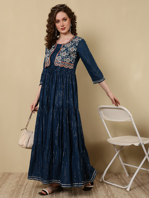 GLAM ROOTS Flared/A-line Gown(Blue)