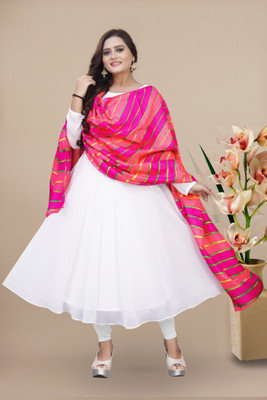 Rudra Fashion Mart Anarkali Gown(White)