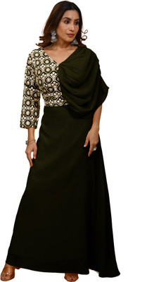 SANCIA Flared/A-line Gown(Dark Green)