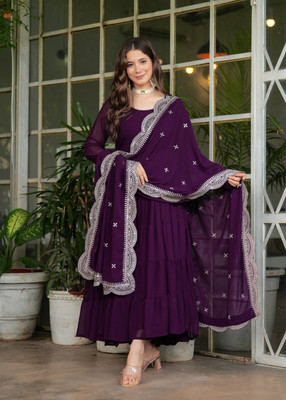 Sitaram Designer Flared/A-line Gown(Purple)
