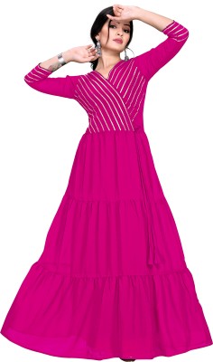 TADKESHVAR Anarkali Gown(Pink)